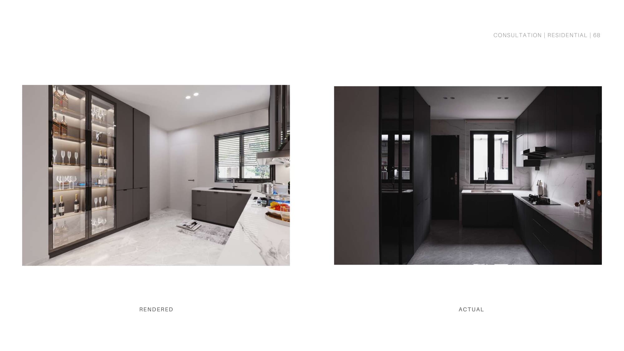 Luxury interior design by Ashikin Azidee — living room with herringbone floors and custom joinery